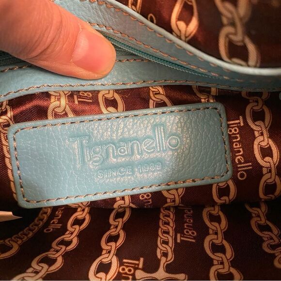 TIGNANELLO BLUE genuine LEATHER CROSSBODY BAG purse EUC 7.5x9.5 - Picture 11 of 12